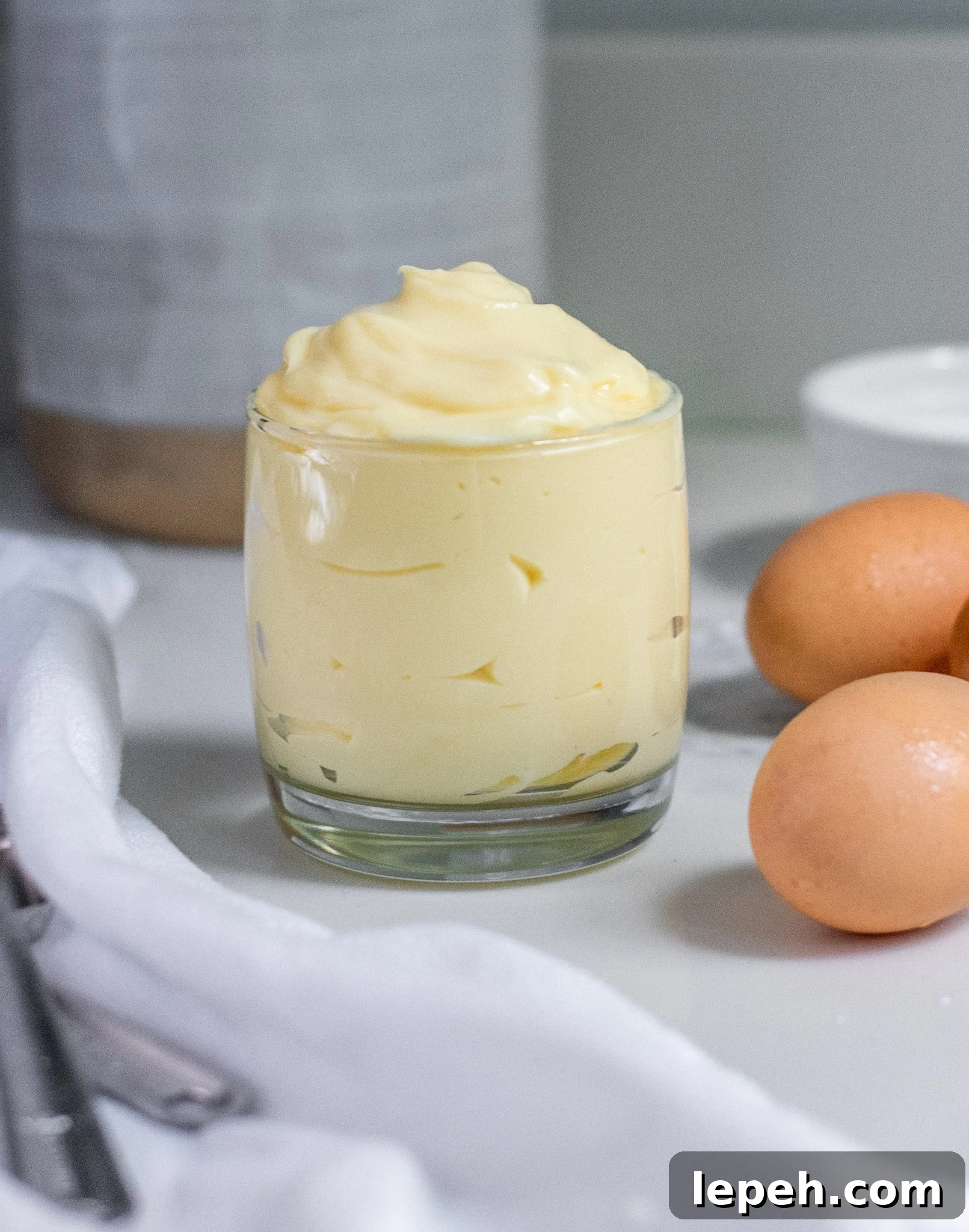 Pastry cream in a glass.