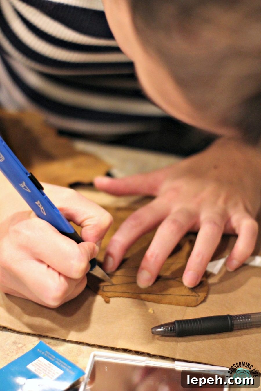 Tracing leather pieces for DIY leather earrings
