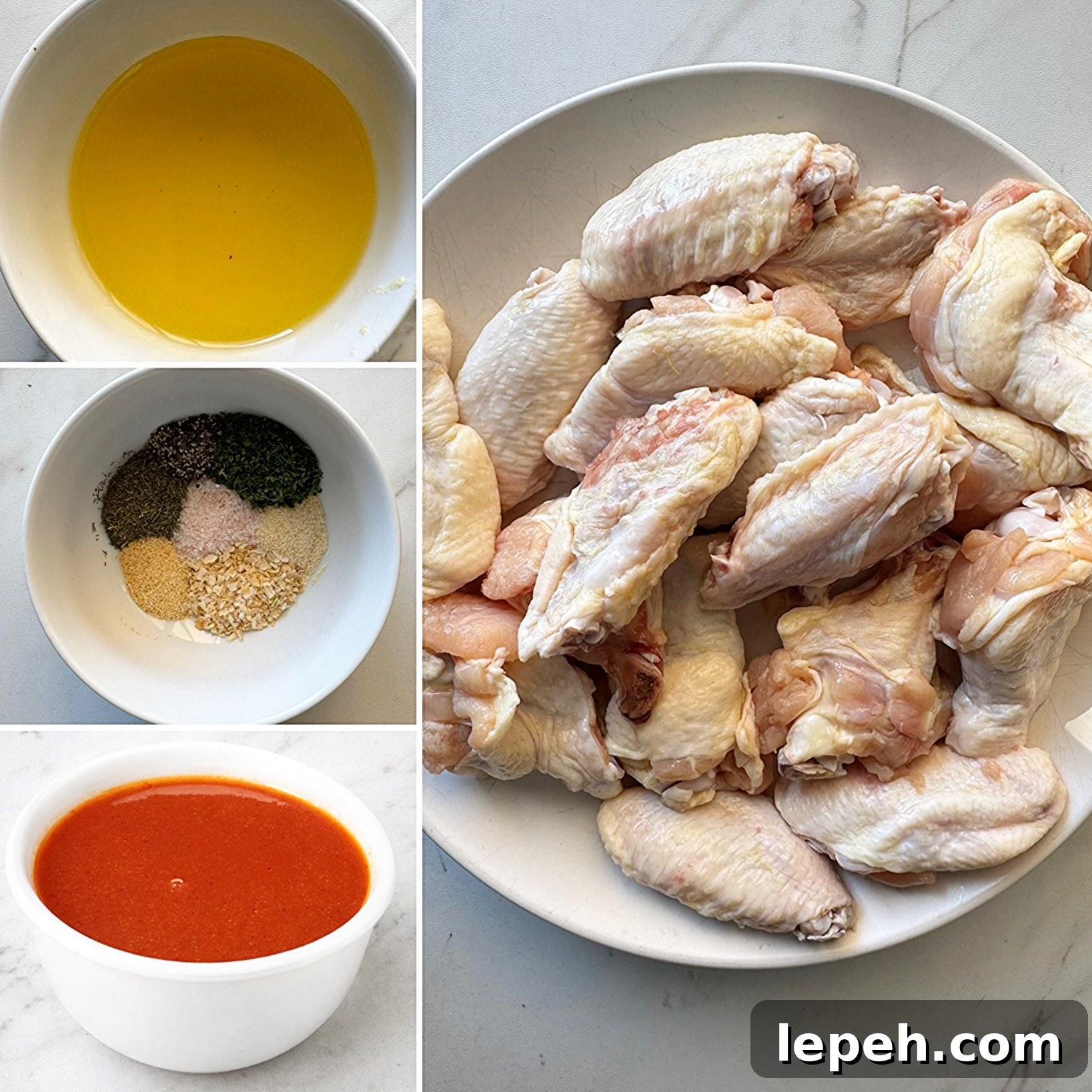 collage of ingredients for Slow Cooker Buffalo Wings