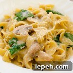 Fettuccine Pasta With Mushrooms and Spinach - Featured Image