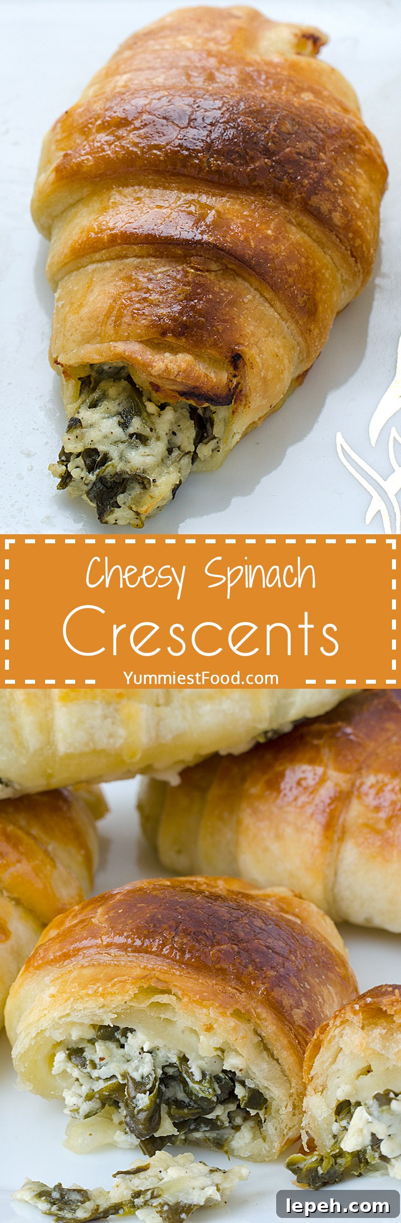 Cheesy Spinach Crescents - puff pastry, so delicious and soft! You you need only 20 minutes for them.