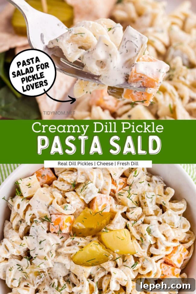 pickle pasta salad photo collage.