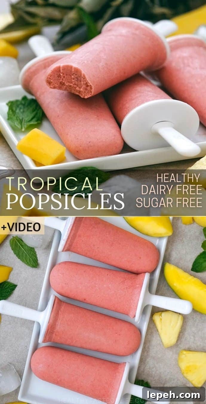 Tropical popsicles made with real fruit, no added sugar or dairy.