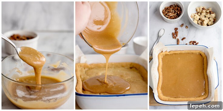 Caramel Layer over sugar cookie bar