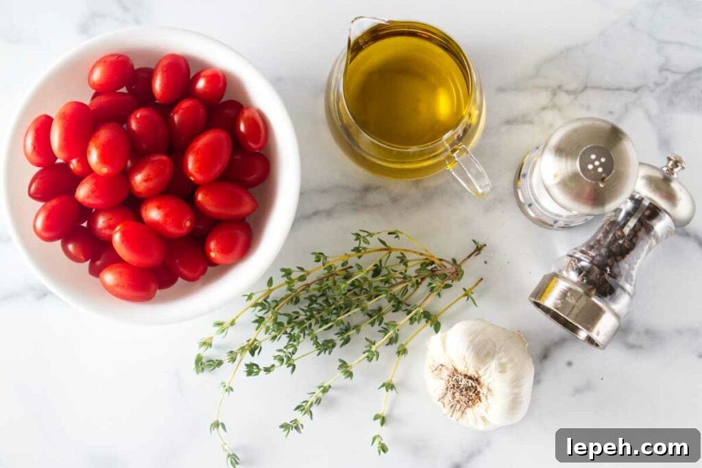 Ingredients to make tomato confit.