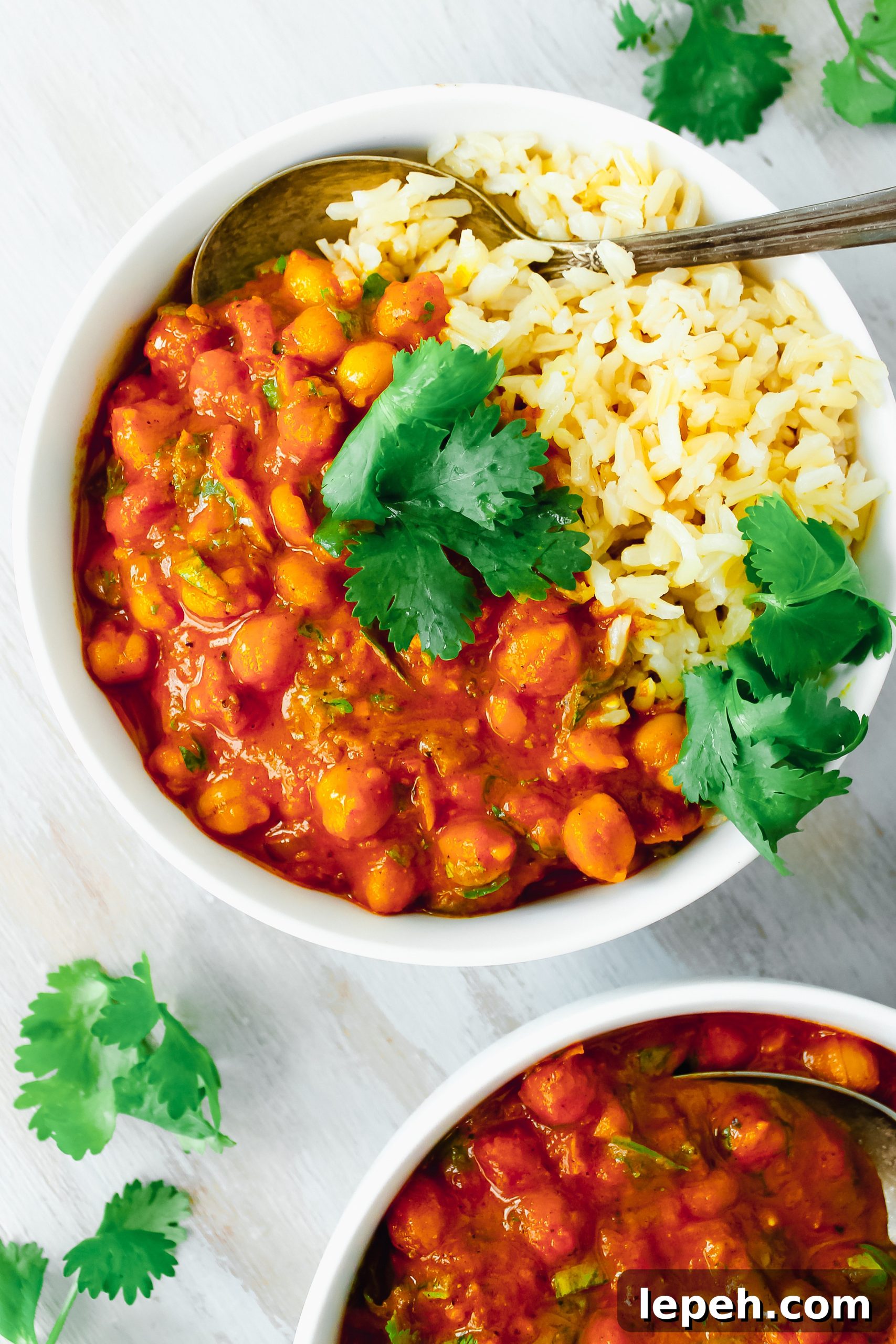 One-Pot Chickpea Tikka Masala [Vegan] plated