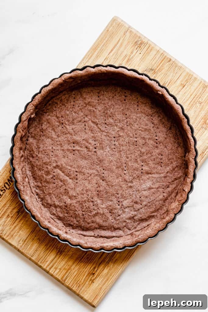 fully blind baked chocolate tart crust
