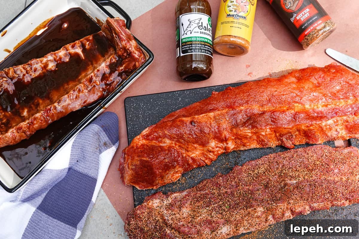 3 racks of ribs seasoned with spices