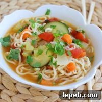 Bowl of ramen vegetable soup