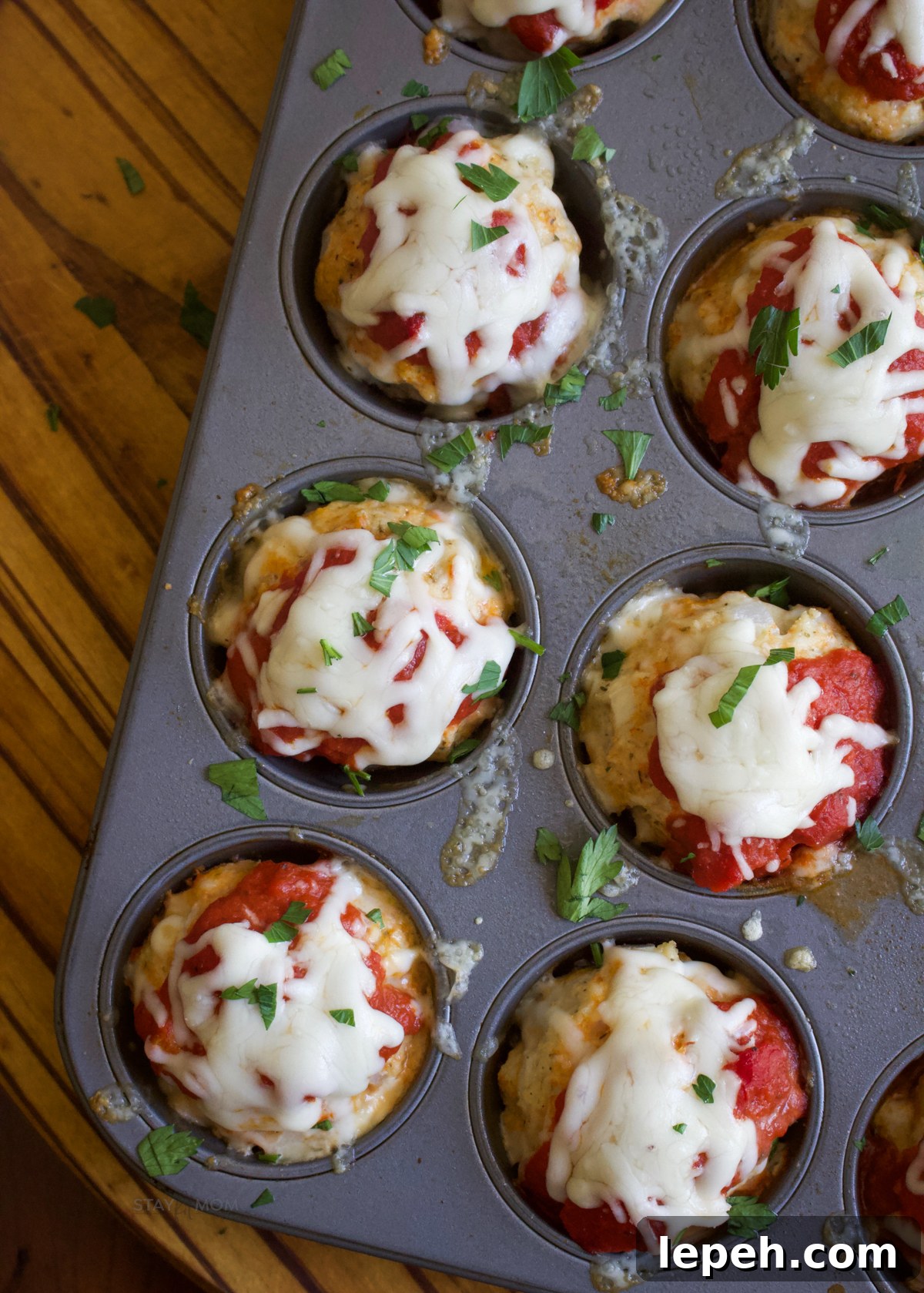 Chicken Parmesan Muffins on a plate