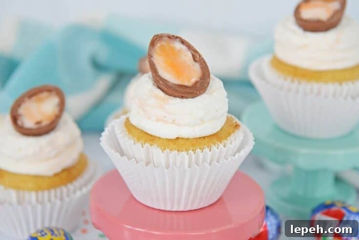 Cadbury Egg Stuffed Cupcakes