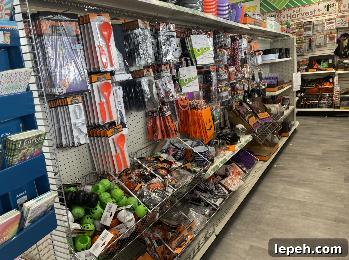 isle of halloween items at dollar tree