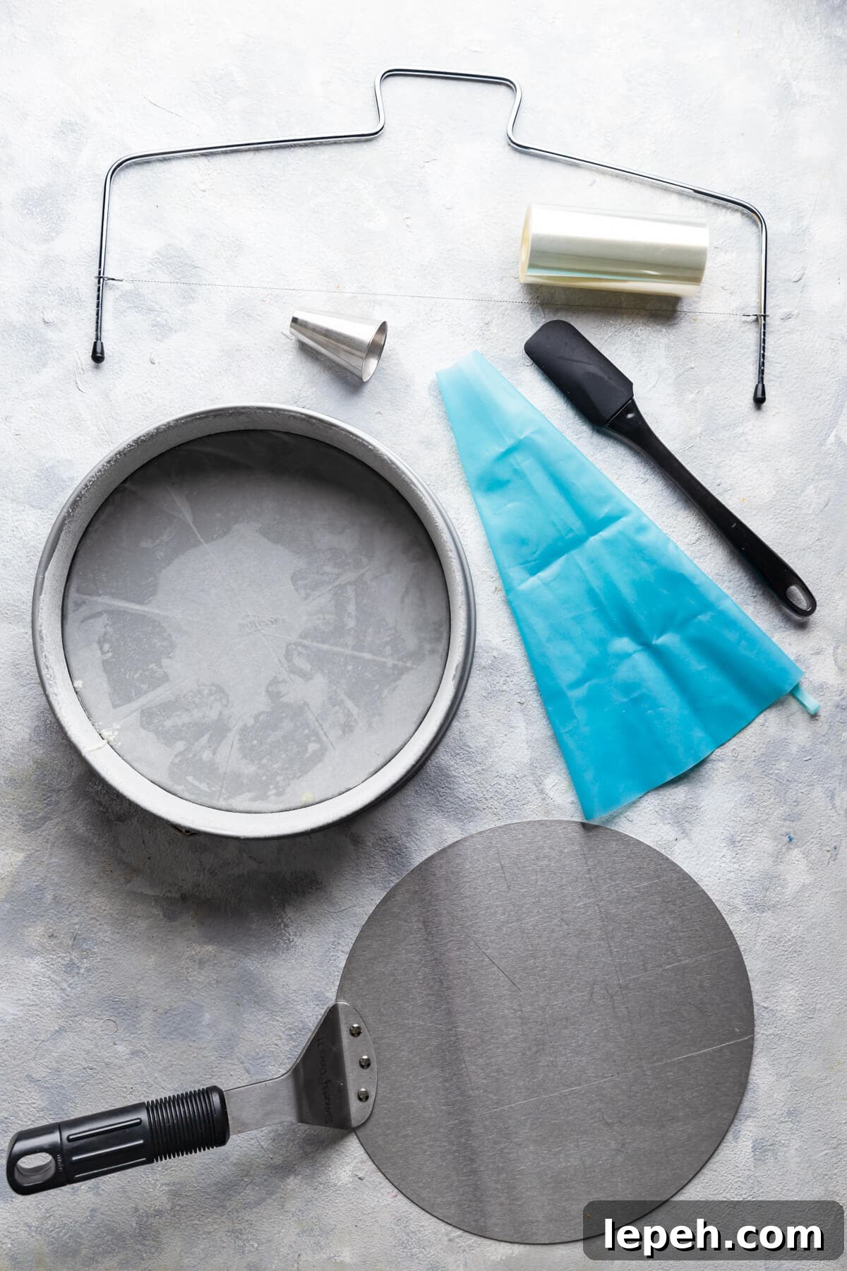 top view of the baking equipment for fraisier cake
