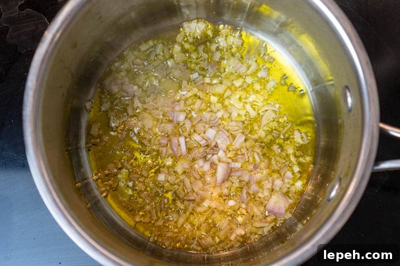 Cooking the shallot