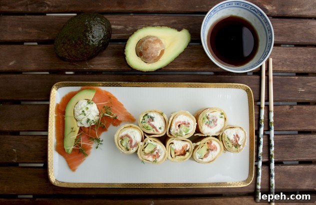 Pancake Sushi Rolls with Salmon and Avocado