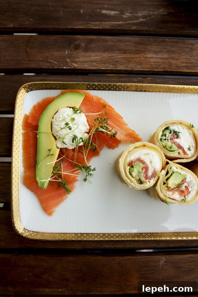 Pancake Sushi Rolls with Salmon and Avocado