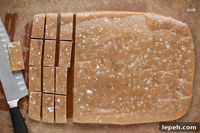 Salted Vanilla Bean Caramels Recipe — Smooth Homemade Caramels 3 uncut salted vanilla bean caramels