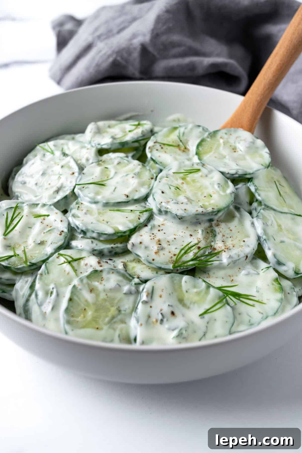 Cucumber Salad with Greek Yogurt Dressing.
